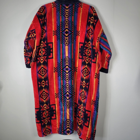 Vintage Ash Creek Trading Aztec Tribal Cotton Terry Cloth Robe One Size - Picture 7 of 9